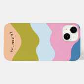 曲線カラフル名を持つ波状パタパーソナライズされたーン Case-Mate iPhoneケース (裏面 (横))