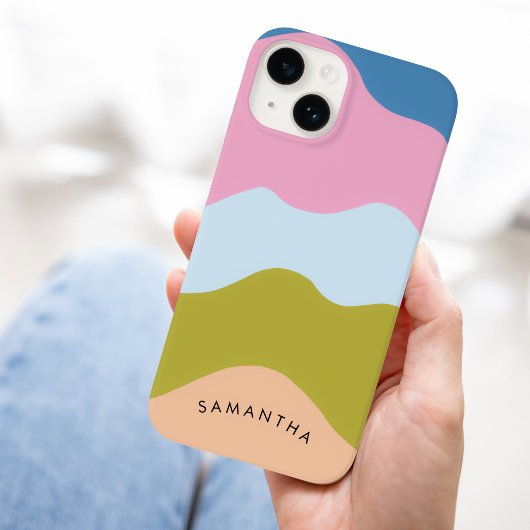 曲線カラフル名を持つ波状パタパーソナライズされたーン Case-Mate iPhoneケース