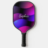 曲線カラフル形状、白いスクリプト名 ピックルボールラケット (裏面)
