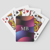 曲線カラフル形状、白モノグラム トランプ (裏面)