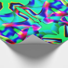 曲線カラフル形状、緑の背景 ラッピングペーパー