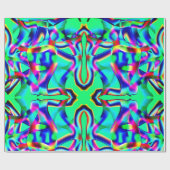 曲線カラフル形状、緑の背景 ラッピングペーパー (フラット)