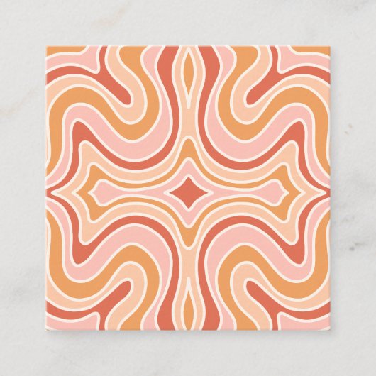 曲線カラフル抽象芸術レトロ名刺 スクエア名刺 (正面)