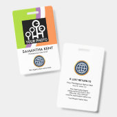 曲線カラフル波状従業員の写真ID バッジ (正面＆裏面)