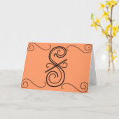 曲線グリーティングカード カード (黄色い花)