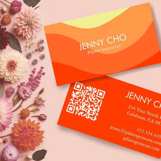 曲線ストライプレトロ抽象芸術オミニマルレモダンンジ 名刺