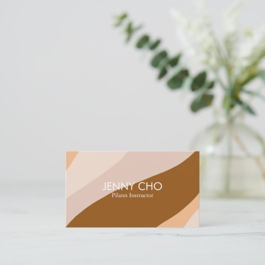 曲線ストライプレトロ抽象芸術ミニマルニュートラル 名刺 (スタンド正面)