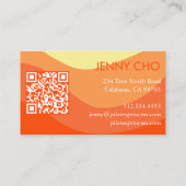 曲線ストライプレトロ抽象芸術最小モダンQR 名刺 (裏面)
