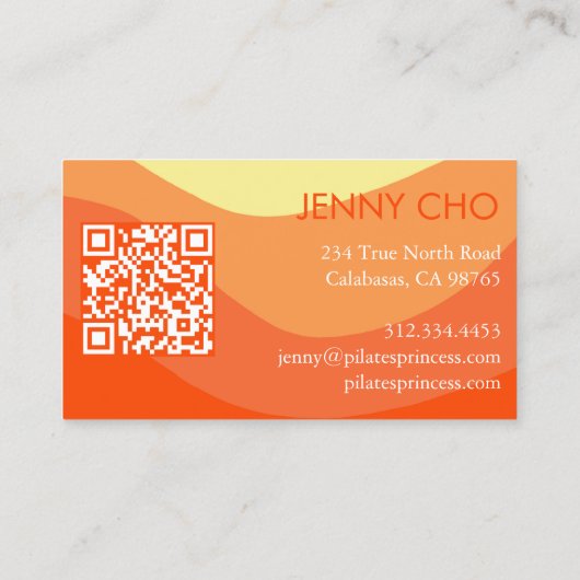 曲線ストライプレトロ抽象芸術最小モダンQR 名刺 (裏面)