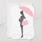 曲線ピンクのシルエットベビーシャワー招待状 招待状 (裏面)