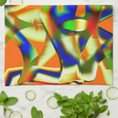 曲線ベージストリップ上のカラーパッチ キッチンタオル (折り畳み)