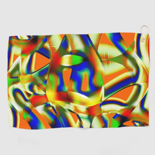 曲線ベージストリップ上のカラーパッチ ゴルフタオル (横)