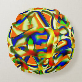 曲線ベージストリップ上のカラーパッチ ラウンドクッション