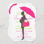 曲線マゼンタのシルエットベビーシャワー招待状 招待状 (正面/裏面)