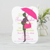 曲線マゼンタのシルエットベビーシャワー招待状 招待状 (スタンド正面)