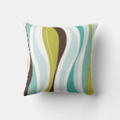 曲線ラインティール（緑がかった色）のオリーブデザイナー クッション (裏面)