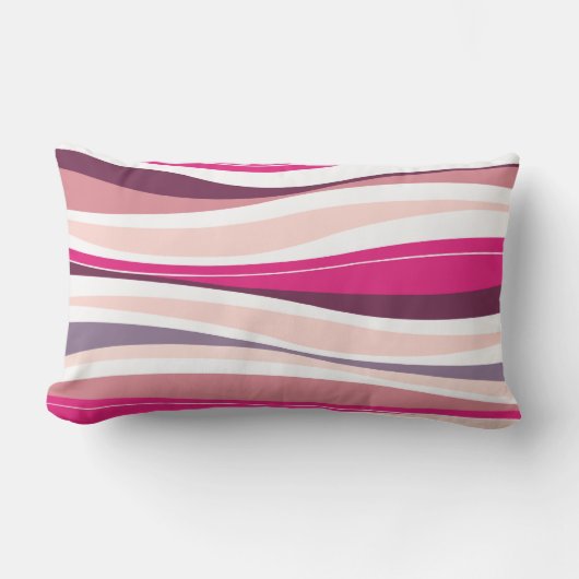 曲線ライン暗い赤紫色デザイナー ランバークッション (正面)
