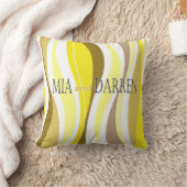 曲線ライン黄色いデザイナー クッション (ブランケット)