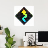 曲線前方通り標識 ポスター (ホームオフィス)