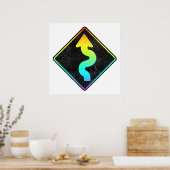 曲線前方通り標識 ポスター (キッチン)