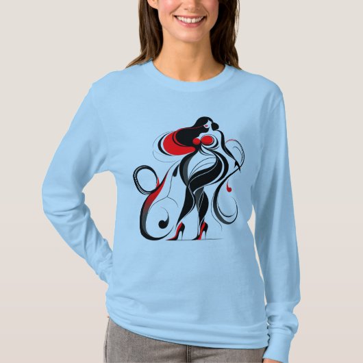 曲線抽象芸術シルエットアート Tシャツ (正面)