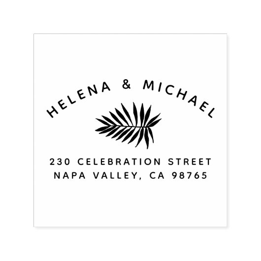 曲線文字カップルナグズパームリーフ差出人住所 セルフインキングスタンプ (デザイン)