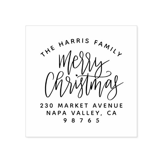 曲線文字ファミリー名クリスマス差出人住所 ラバースタンプ (インプリント)