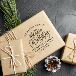 曲線文字ファミリー名クリスマス差出人住所 ラバースタンプ