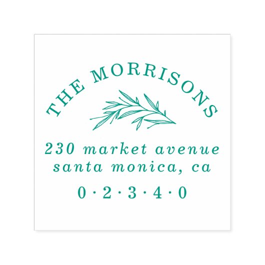 曲線文字ファミリー名&植物学差出人住所 セルフインキングスタンプ (デザイン)