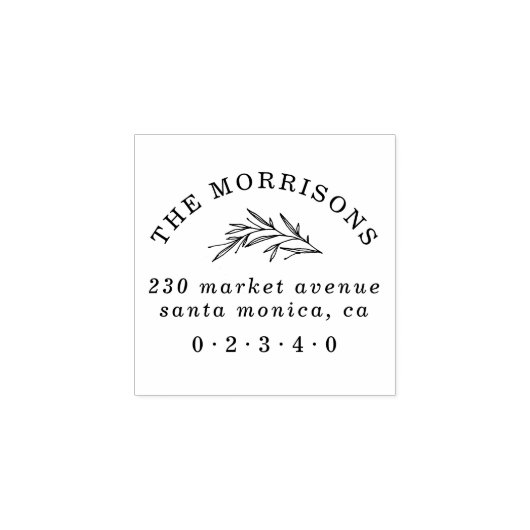 曲線文字ファミリー名&植物学差出人住所 ラバースタンプ (インプリント)