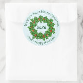 曲線文字ホワイトクリスマス封筒用シール ラウンドシール (バッグ)