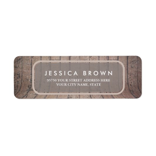 曲線木製背景カスタム差出人住所ラベル ラベル (正面)
