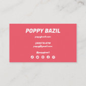 曲線波形ストライプミニマリストブライトピンクレトロ 名刺 (裏面)