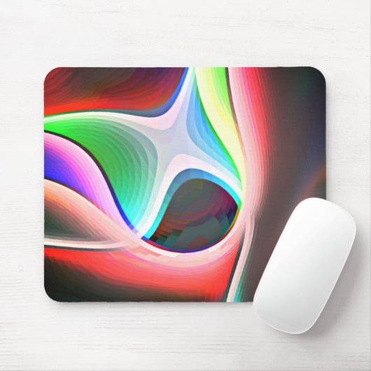 曲線状の切り抜きの色付き抽象芸術シェイプがオーバーレイ表示される マウスパッド (マウス)
