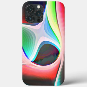 曲線状の切り抜きの色付き抽象芸術シェイプがオーバーレイ表示される iPhone 13 PRO MAXケース