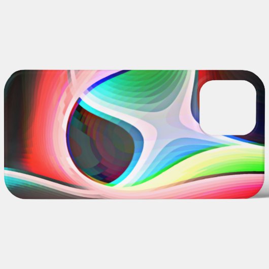 曲線状の切り抜きの色付き抽象芸術シェイプがオーバーレイ表示される Case-Mate iPhoneケース (裏面 (横))