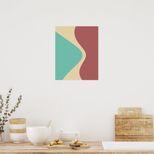 曲線状の幾何学模様(緑) ポスター (キッチン)