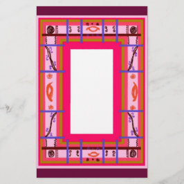 曲線状の格子文具 便箋