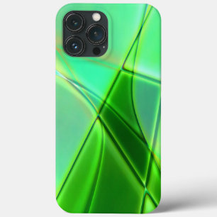 曲線状の緑のジオメトリックな形状(深い輪郭) iPhone 13 PRO MAXケース