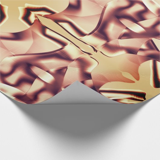 曲線状の茶色がかった形状とベージュトーン ラッピングペーパー (角)