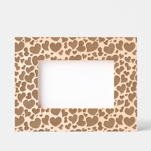 曲線状ハートエッチング写真フレーム レーザー彫刻フレーム (正面)