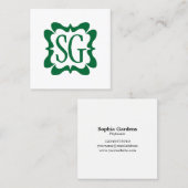 曲線状ボックス02 -イニシャル – フォレストグリーン スクエア名刺 (正面/裏面)