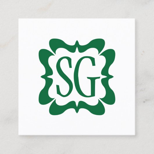 曲線状ボックス02 -イニシャル – フォレストグリーン スクエア名刺 (正面)