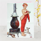 曲線美のヒルダの裸の尻　クリスマスカード カード (黄色い花)