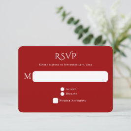 曲線赤タイポグラフィ結婚ズ 出欠カード