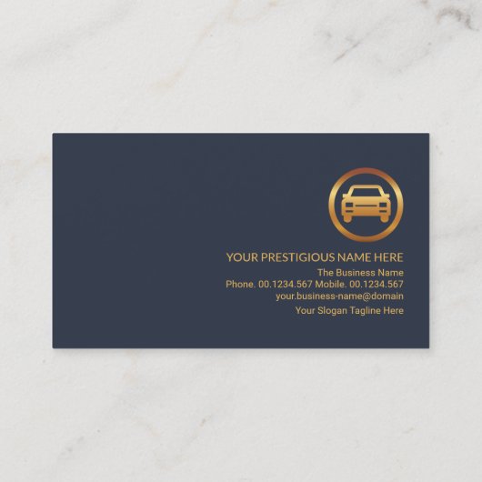 曲線金ゴールド線黒の青い層自動車 名刺 (裏面)