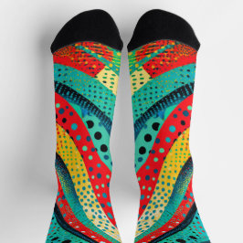 曲線鮮やか形状の色とパターン ソックス