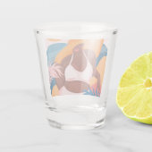 曲線黒い女性、ビーチバケーションレディカラフル、 ショットグラス (裏面)