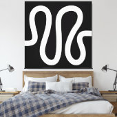 曲線01a – 黒の白 キャンバスプリント (インサイチュ (寝室))