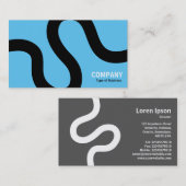 曲線02a – スカイブルー上の黒 名刺 (正面/裏面)